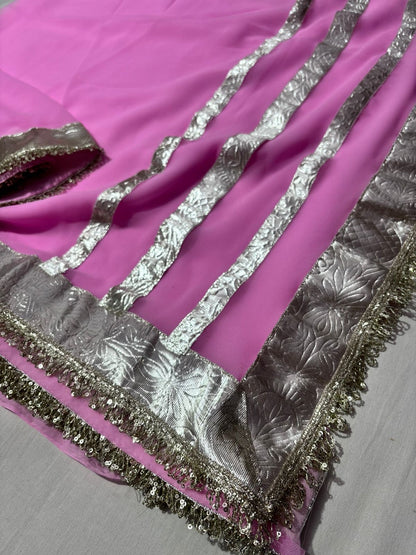 Beautiful Georgette Gota  Patti  Work Saree