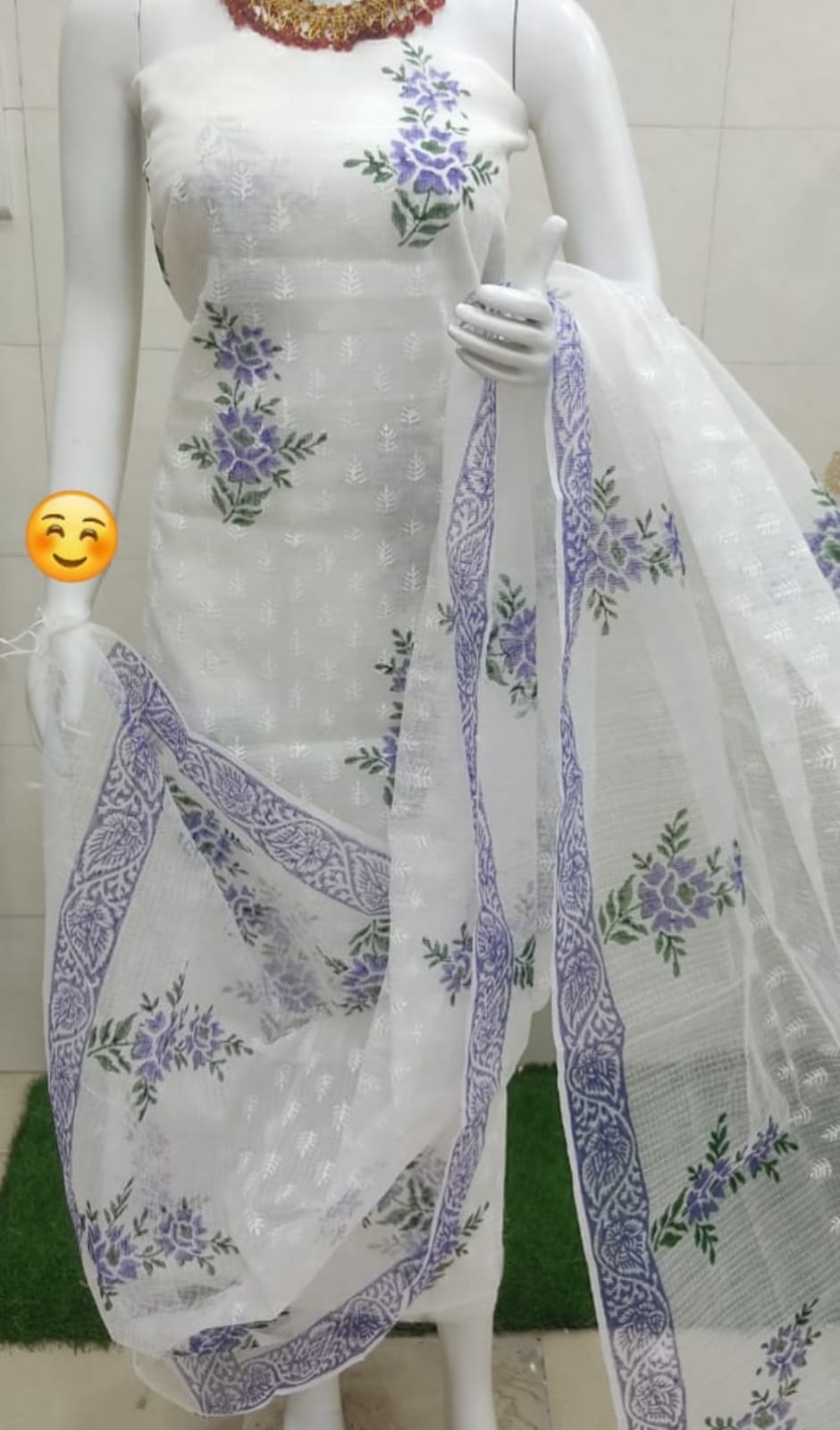 Beautiful kota cotton block print 2 Pic Unstitched suit