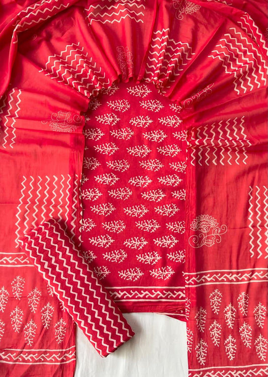 Exclusive new hand block printed cotton suits with cotton duptta
