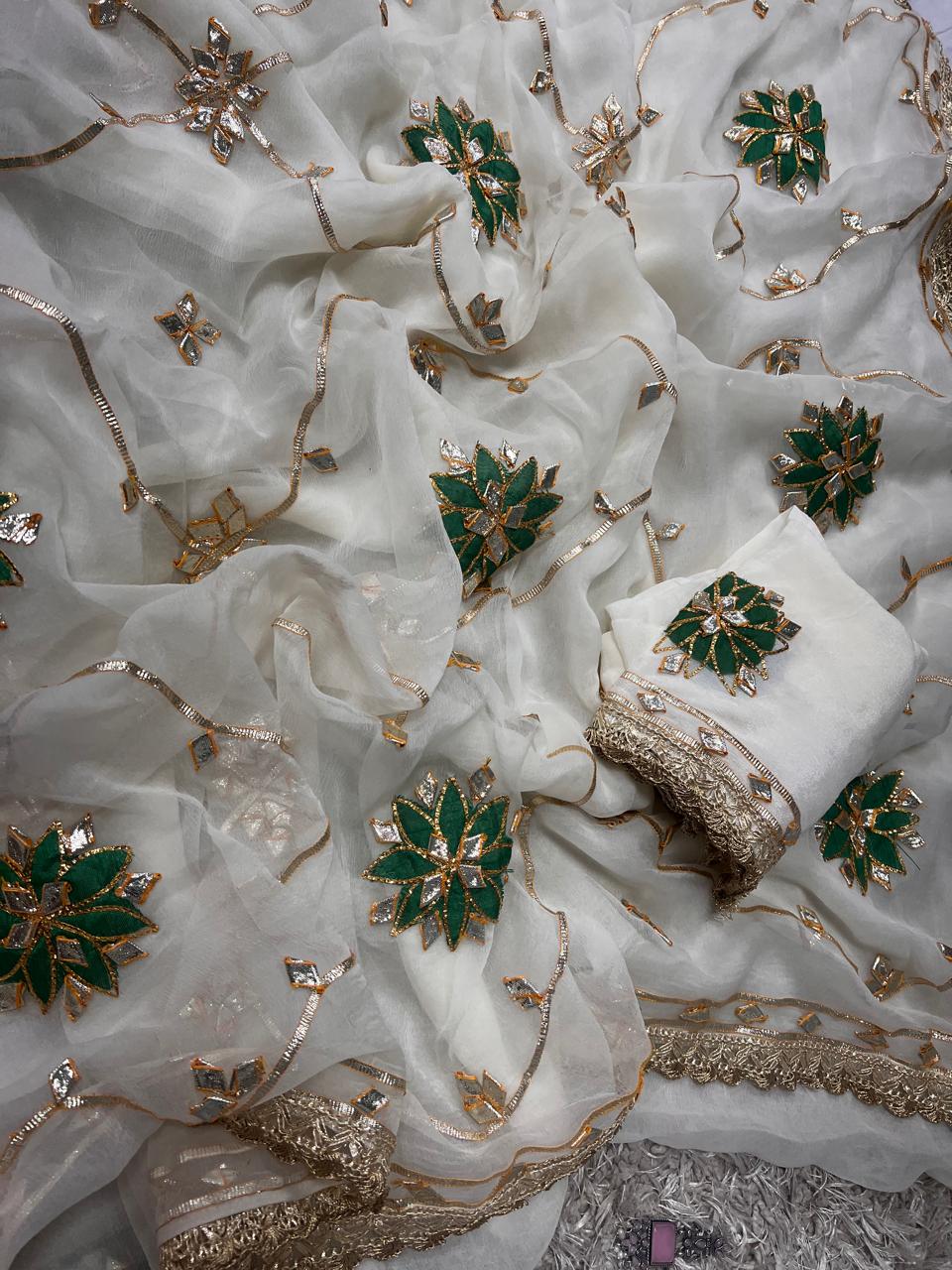 Pure Chiffon Saree with Elegant Gota Patti Work