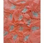 Beautiful Pure Jaipuri Chiffon 13 big Bird motif work Saree with blouse