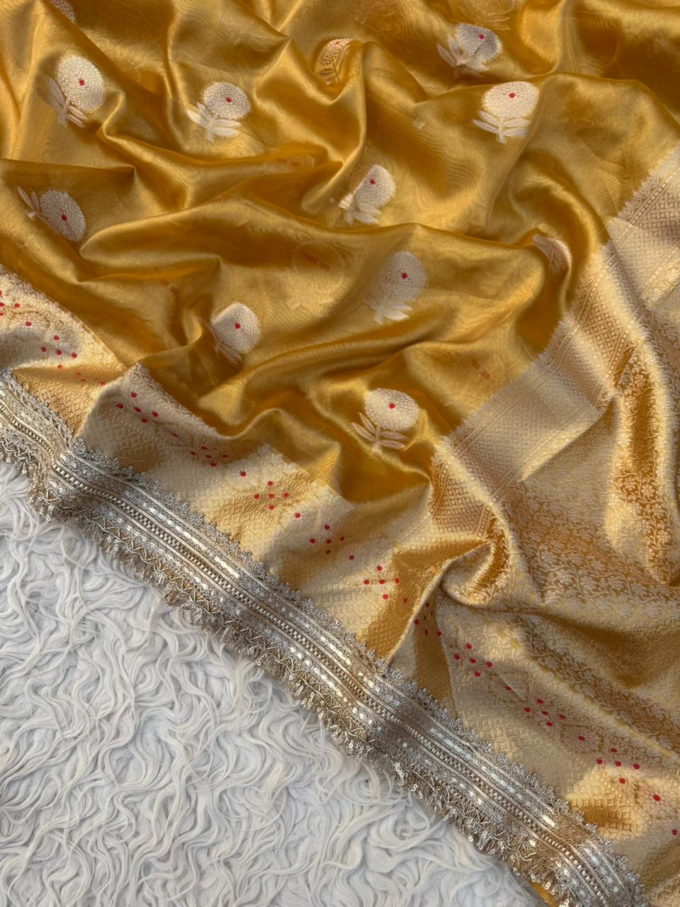 Banarasi Tissue Silk Saree With lace work border