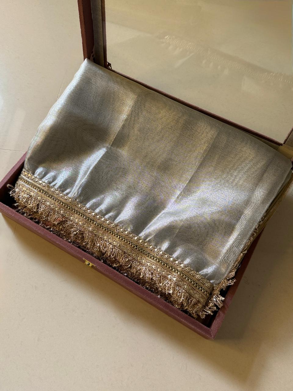 Banarasi Tissue Silk Saree With lace work border