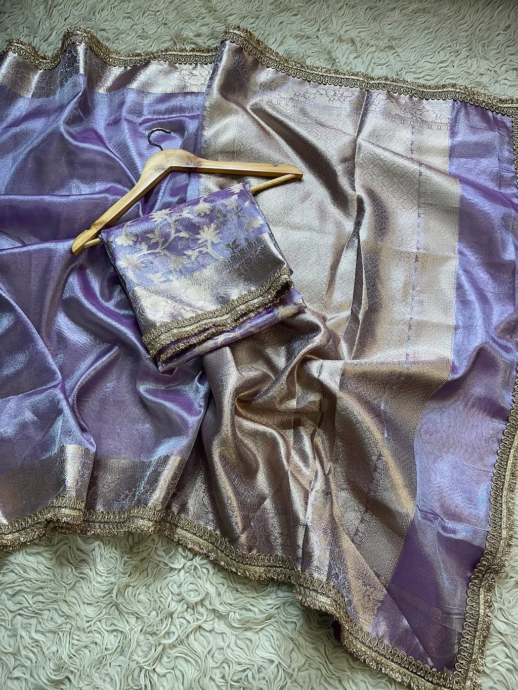 Banarasi Tissue Silk Saree With beautiful borders lace