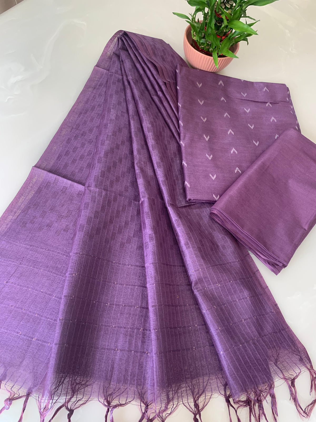 Bhagalpuri Katan Silk 3PC Unstitched Suit