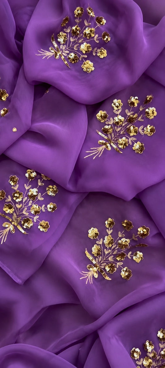 Elegant Pure Diamond Chiffon Party Wear Saree with Blouse