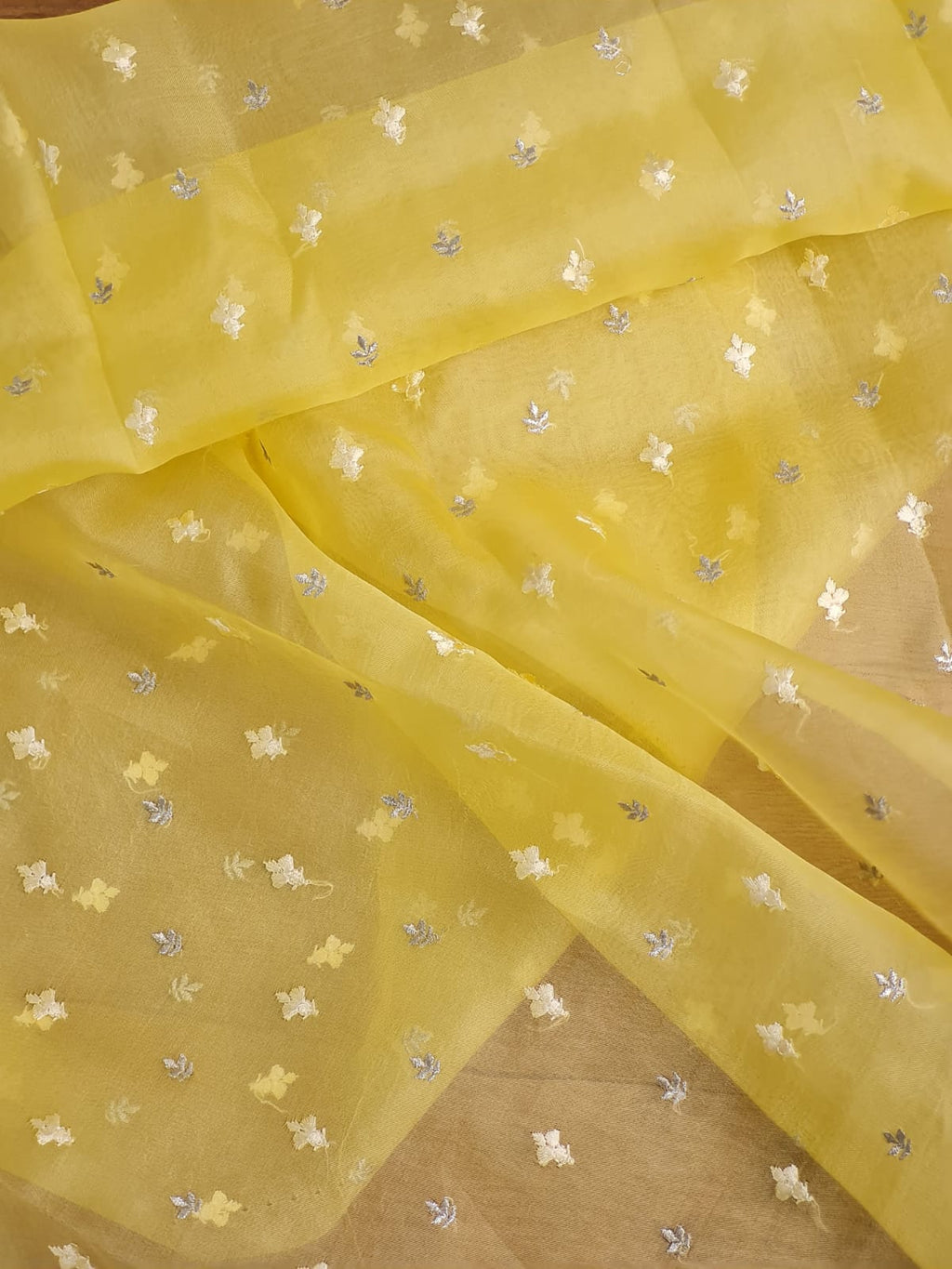 Pure organza silk chikankari work  saree with heavy blouse