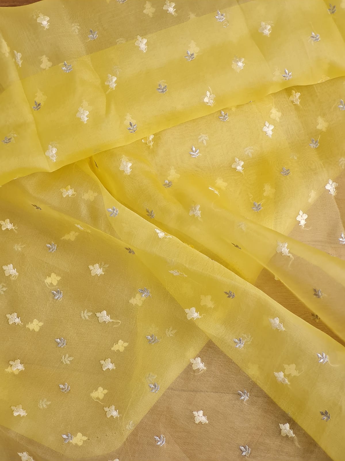Pure organza silk chikankari work  saree with heavy blouse