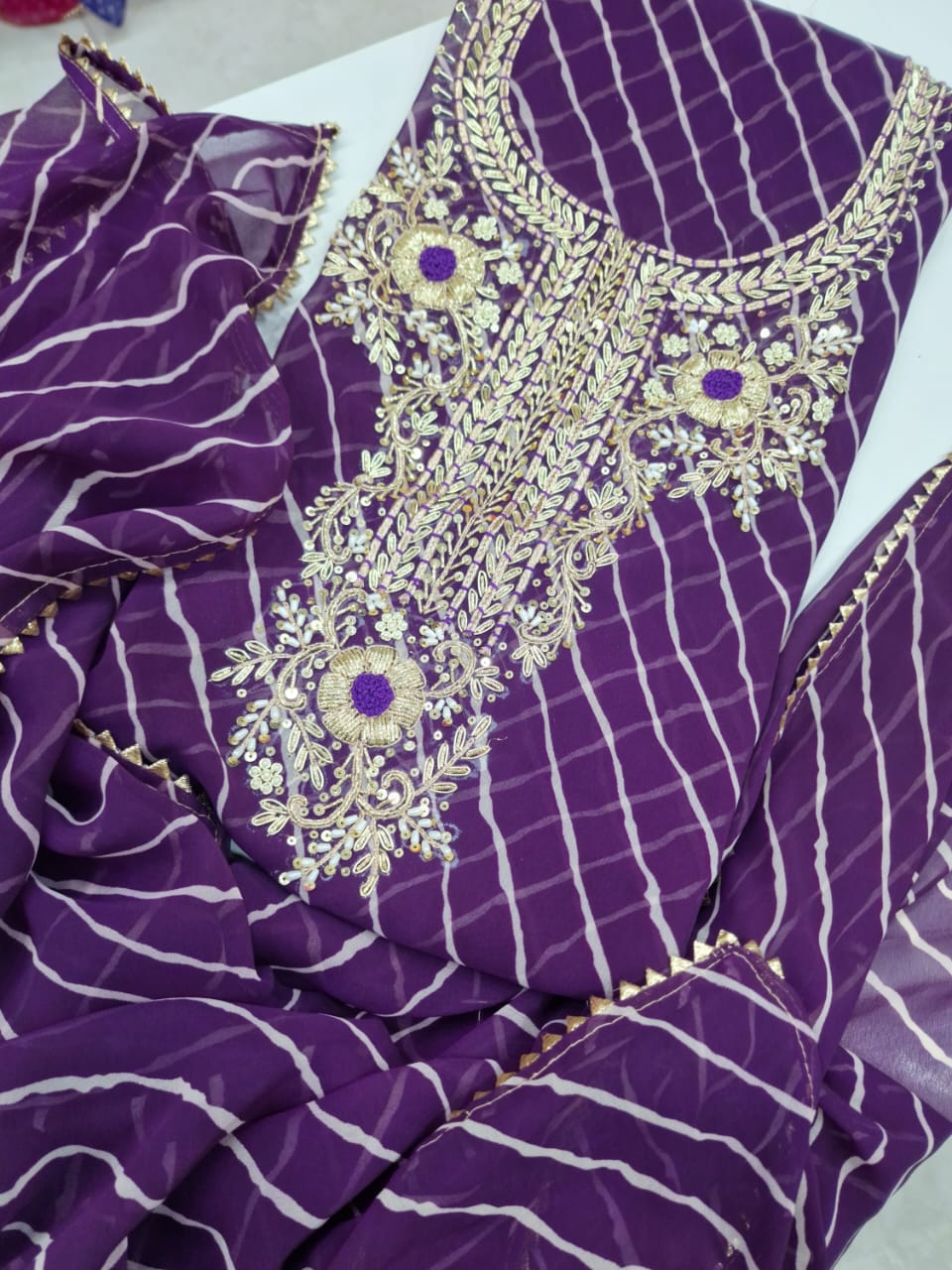 Designer Georgette Suit Set with Gota Patti Work
