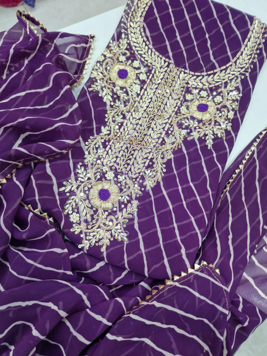 Designer Georgette Suit Set with Gota Patti Work