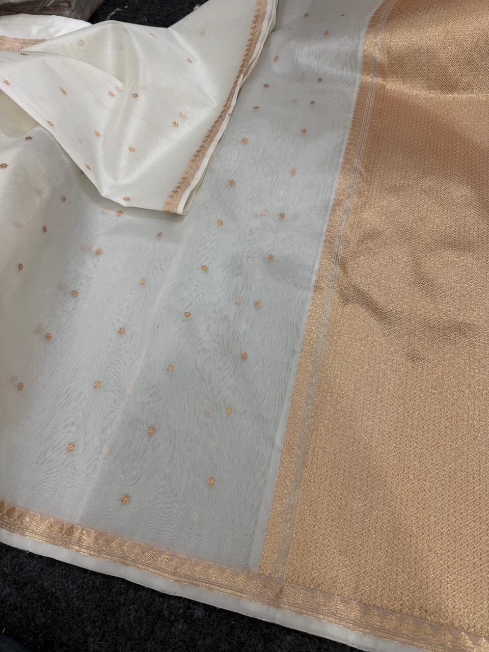 Pure Handloom banarasi  kora Silk Saree