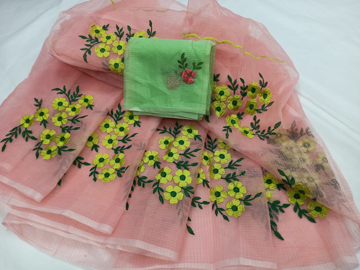 Pure Kota cotton embroidery work Saree