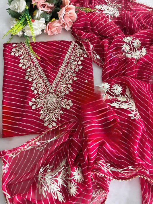 Designer Georgette Suit Set with Gota Patti Work