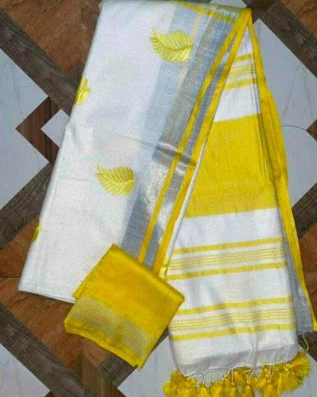 Kota slub embroidery Work saree With Blouse