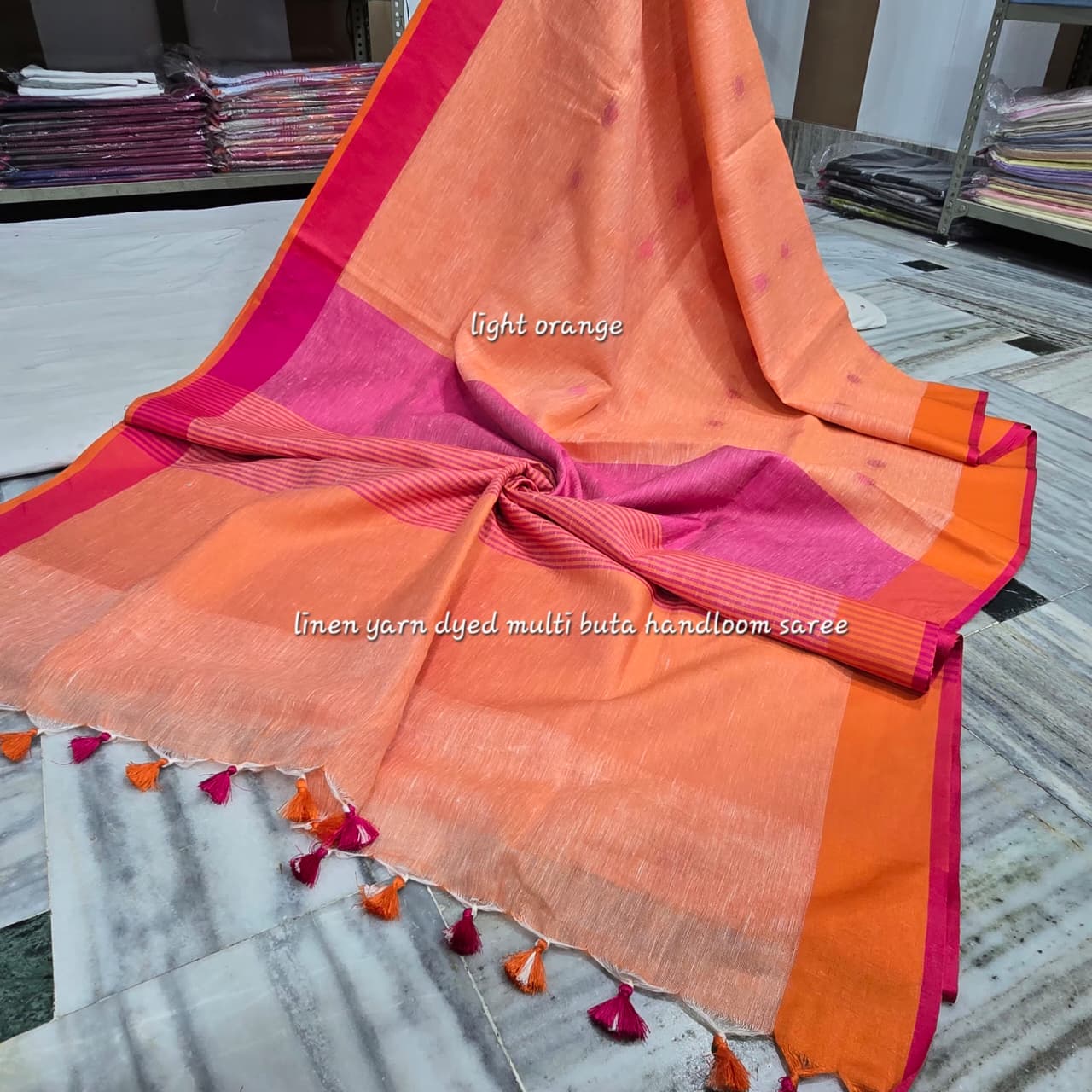 Pure Linen By Linen  Saree With  Blouse