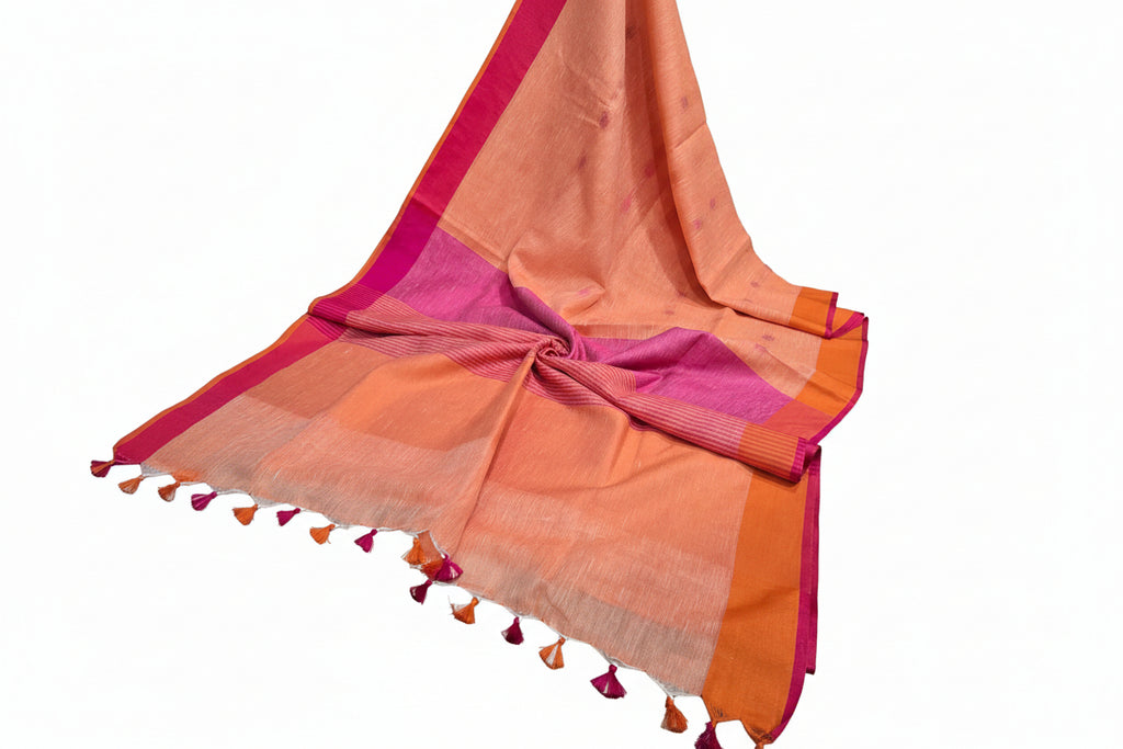Pure Linen By Linen  Saree With  Blouse