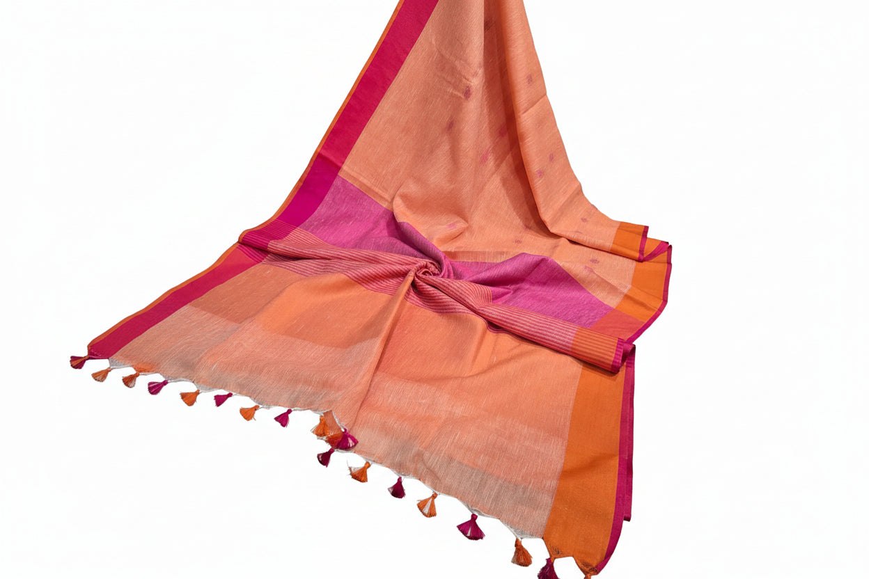 Pure Linen By Linen  Saree With  Blouse