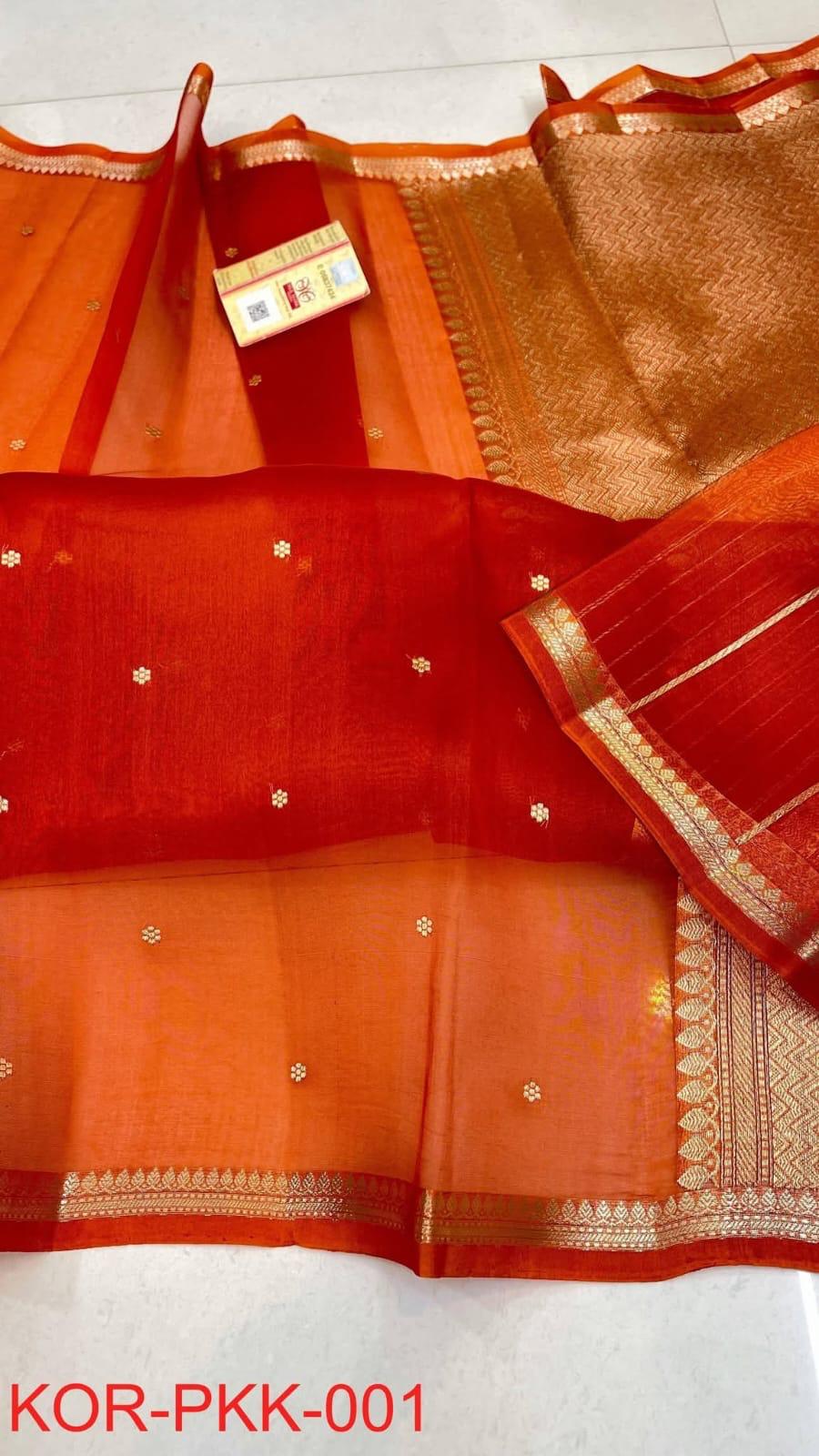 Pure Handloom banarasi  kora Silk Saree