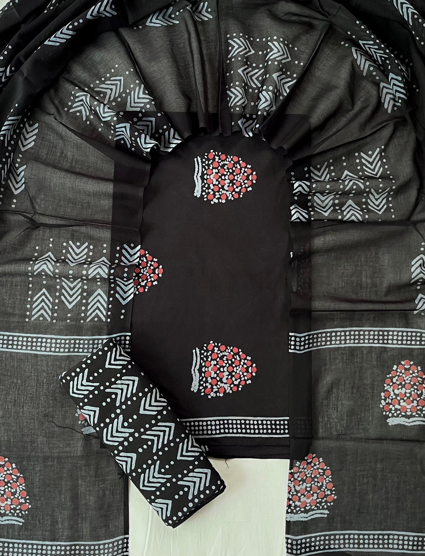 Exclusive new hand block printed cotton suits with cotton duptta