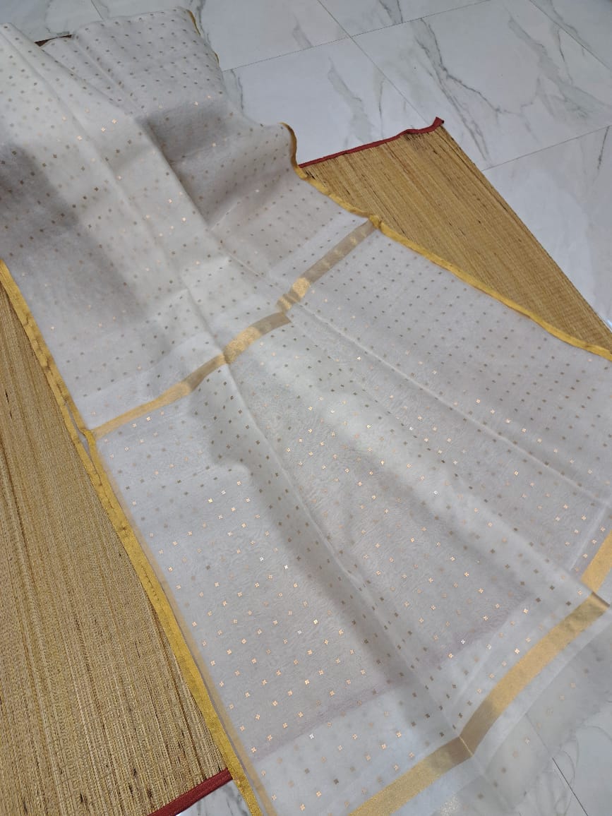 Bengal Handloom Pure Muslin Silk Saree With ( Silk Mark Certified)