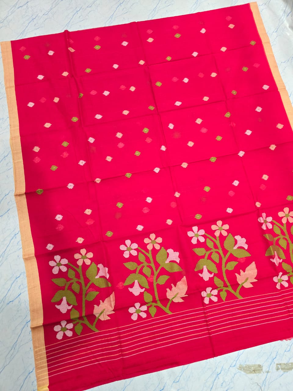 Pure Cotton needle work jamdani Saree