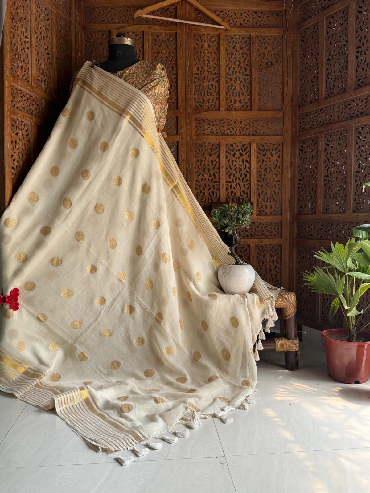Premium Pure Mulmul Cotton Saree with Designer Lace Border