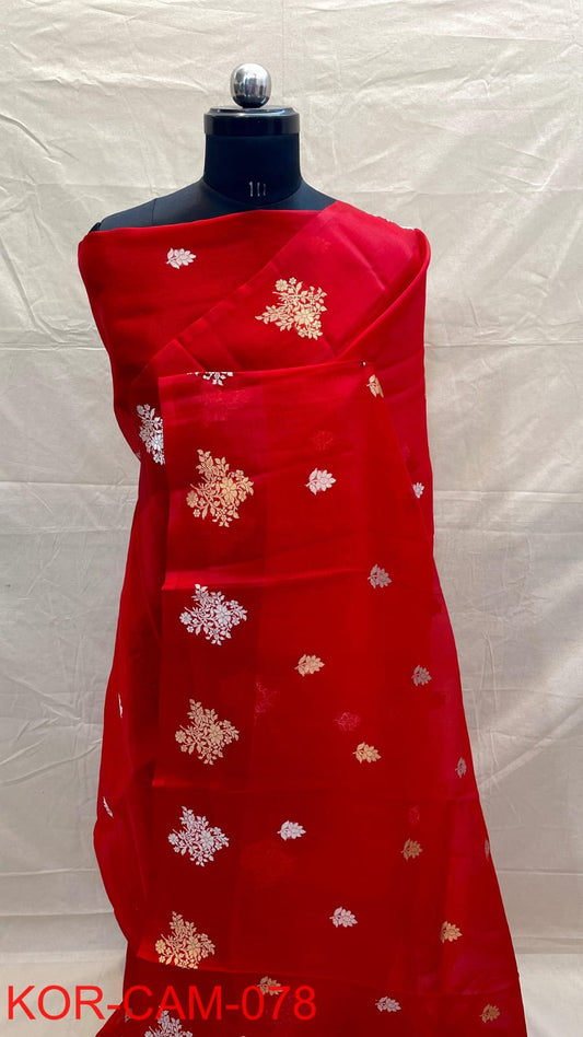 Pure Handloom banarasi  kora Silk Saree With Blouse