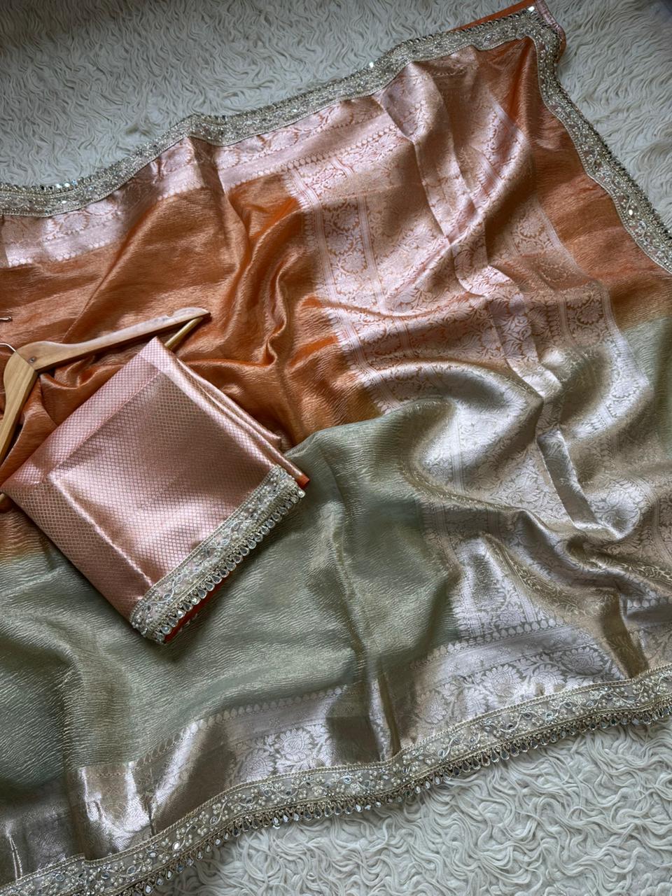 Banarasi Tissue Silk Saree With lace work border
