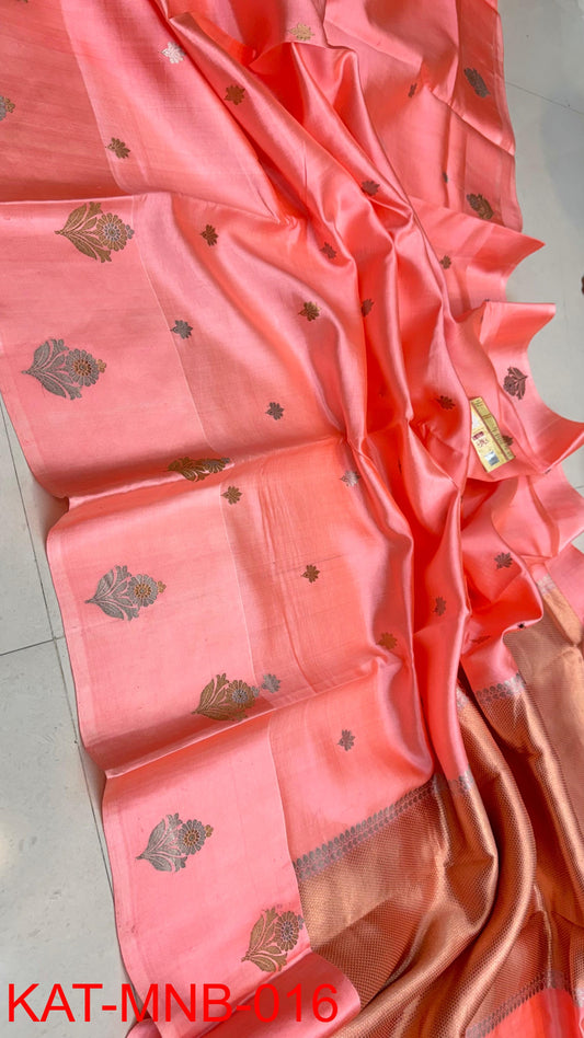 Pure Banarasi  Mango silk Saree With Contrast blouse