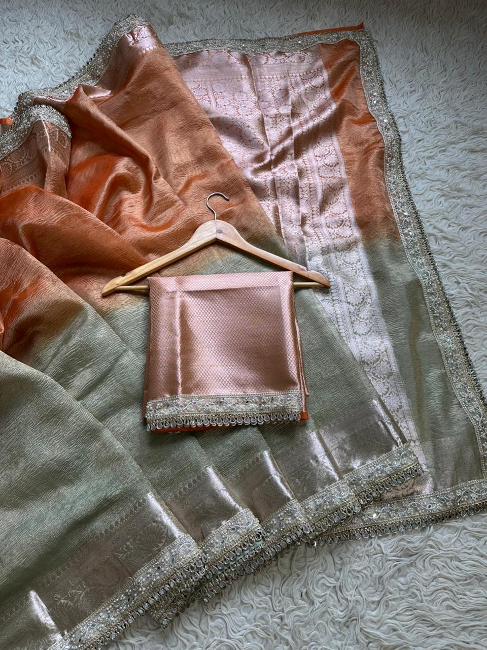 Banarasi Tissue Silk Saree With lace work border