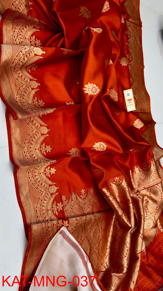 Pure Banarasi  Mango silk Saree With Contrast blouse