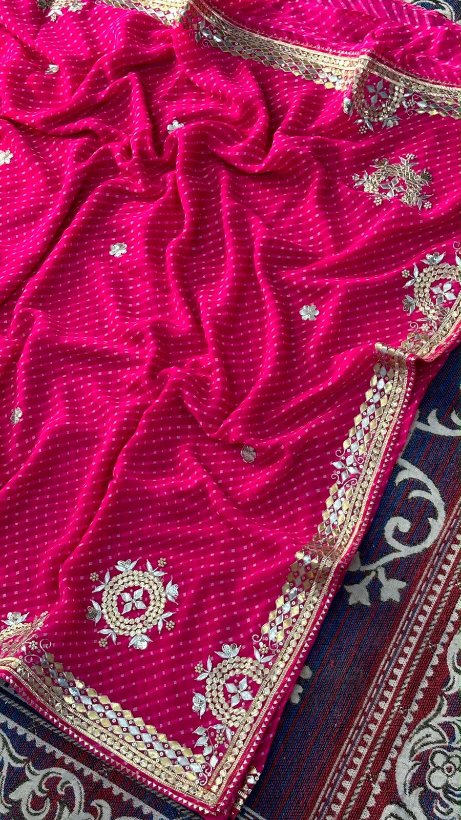 Pure 60 gram georgette hand gota patti work saree