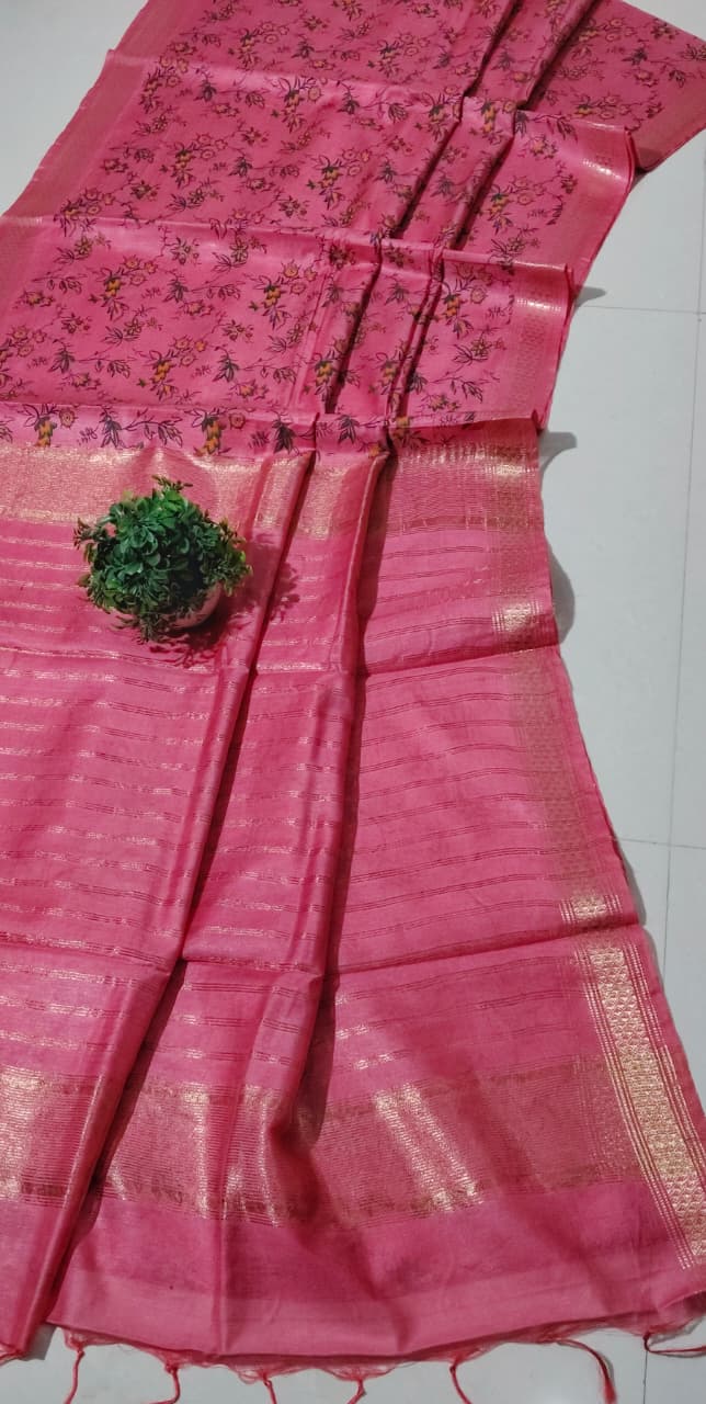 Bhagalpuri Kota silk hand block print saree