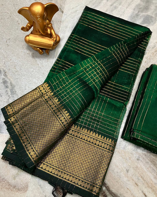 Pure Cotton Silk Mangalagiri Saree With Running Blouse