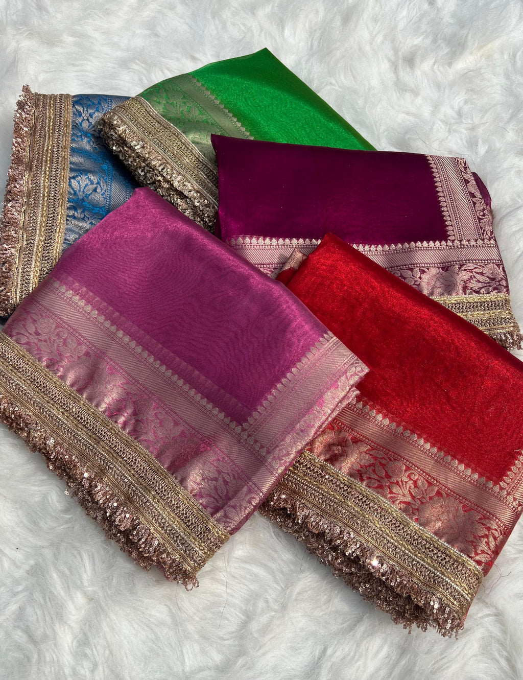 Banarasi Tissue Silk Saree With lace work border