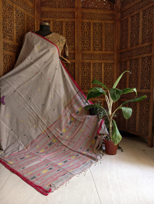 Pure Cotton needle work jamdani Saree
