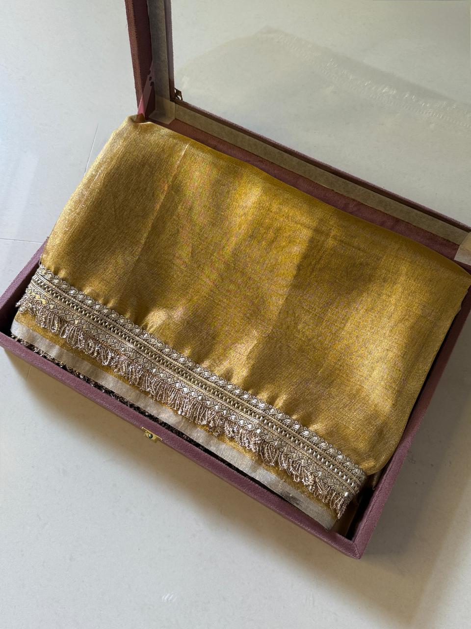 Banarasi Tissue Silk Saree With lace work border
