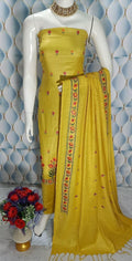 Cotton slub Embroidery Work Unstitched Suit