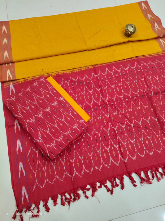 Pure  ikkat Cotton Unstitched Suit With Dupatta