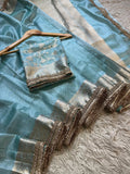 Banarasi Tissue Silk Saree With beautiful borders lace