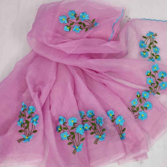 Kota cotton embroidery work Saree