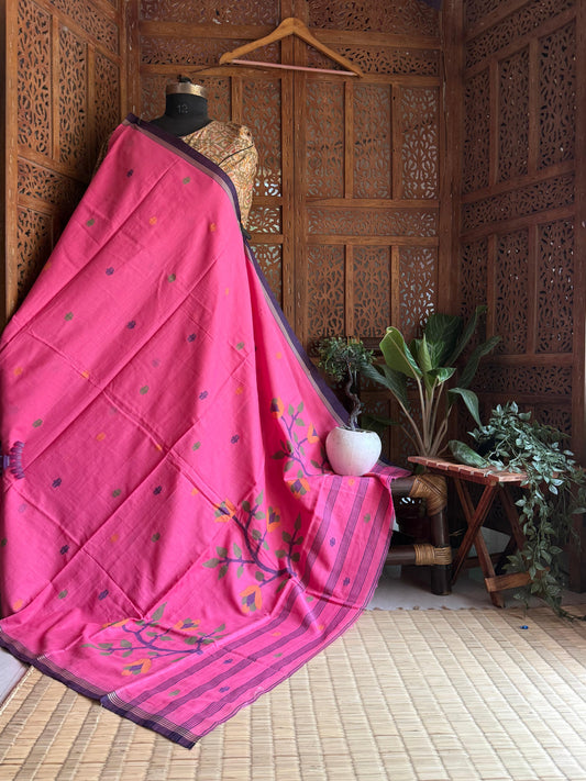 Pure Cotton needle work jamdani Saree