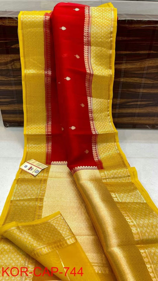 Banarasi Semi Kora Organza Dyeable Silk Saree
