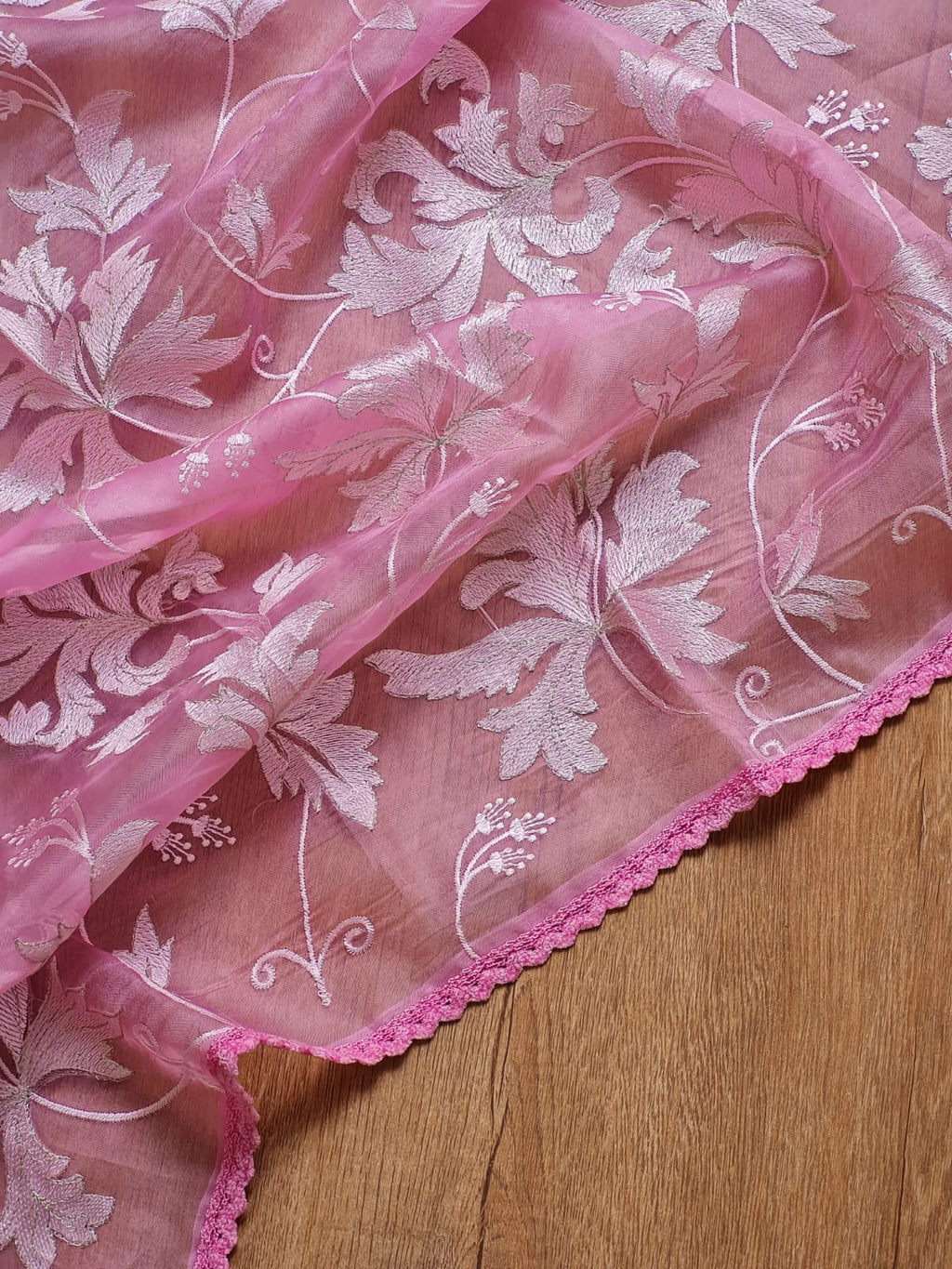 Pure organza silk chikankari work  saree with heavy blouse