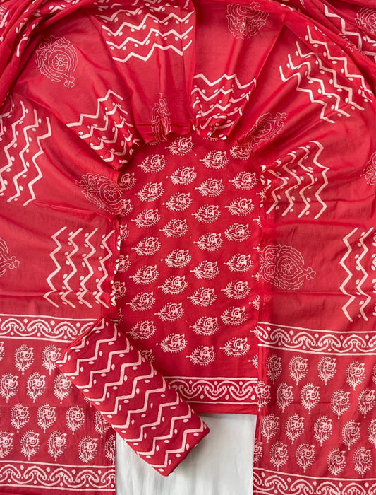 Exclusive new hand block printed cotton suits with cotton duptta