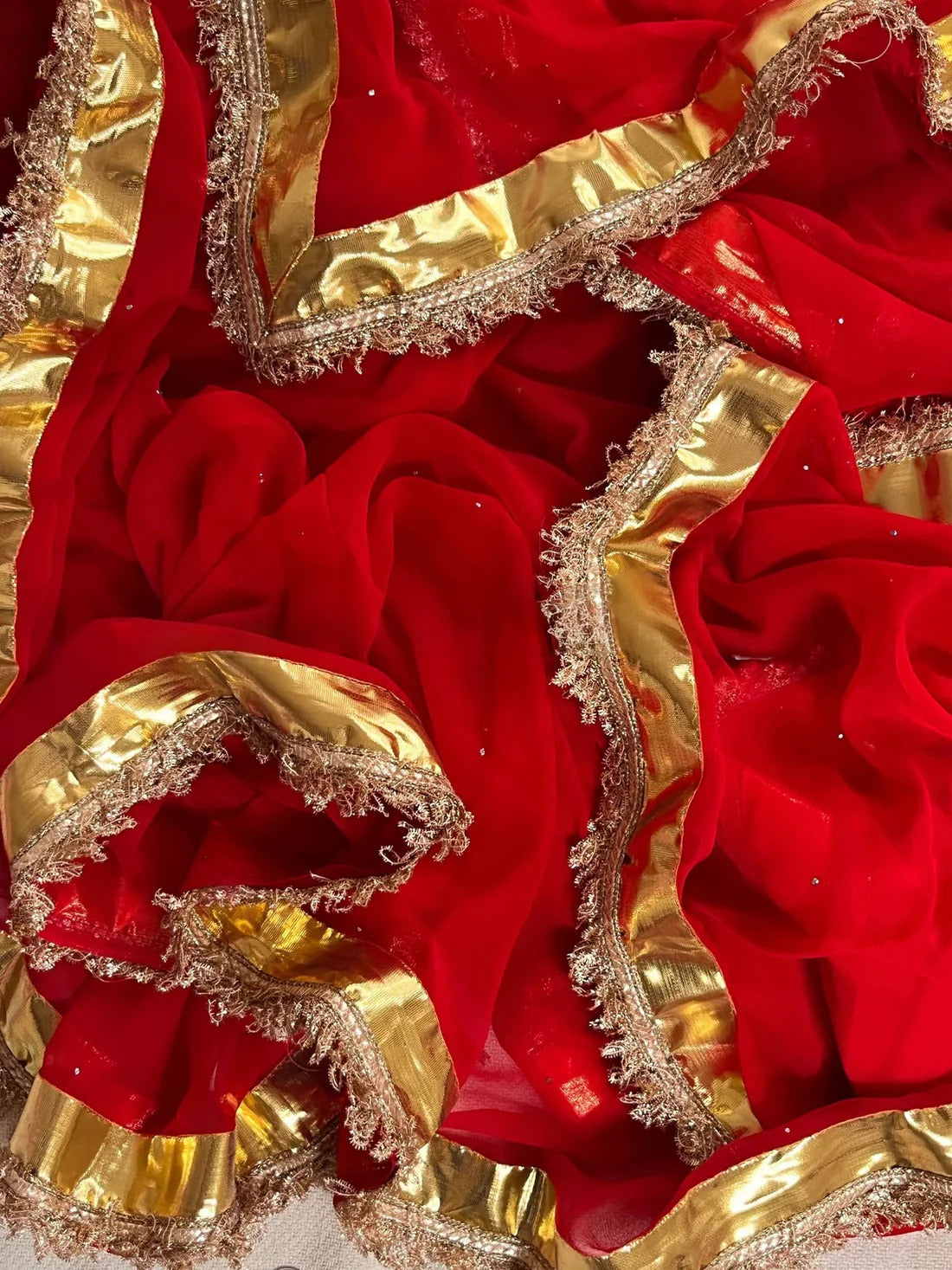 Pure jaipuri chiffon saree with beautiful mukaish work Lappa Border