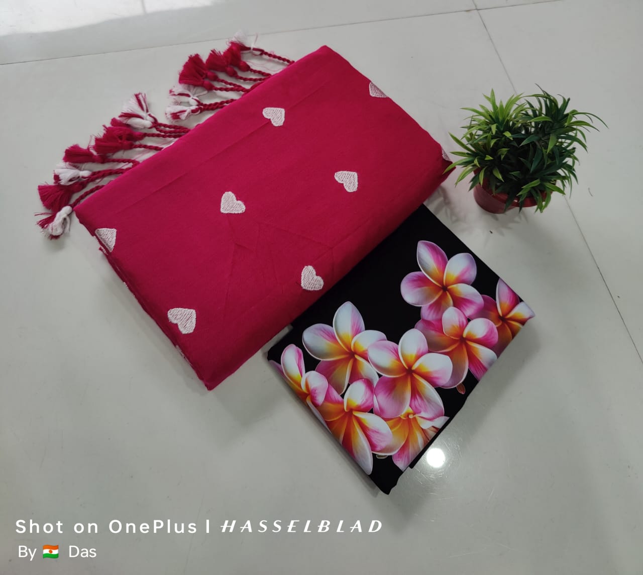 Beautiful Love Embroidery  Khaddi Cotton Saree