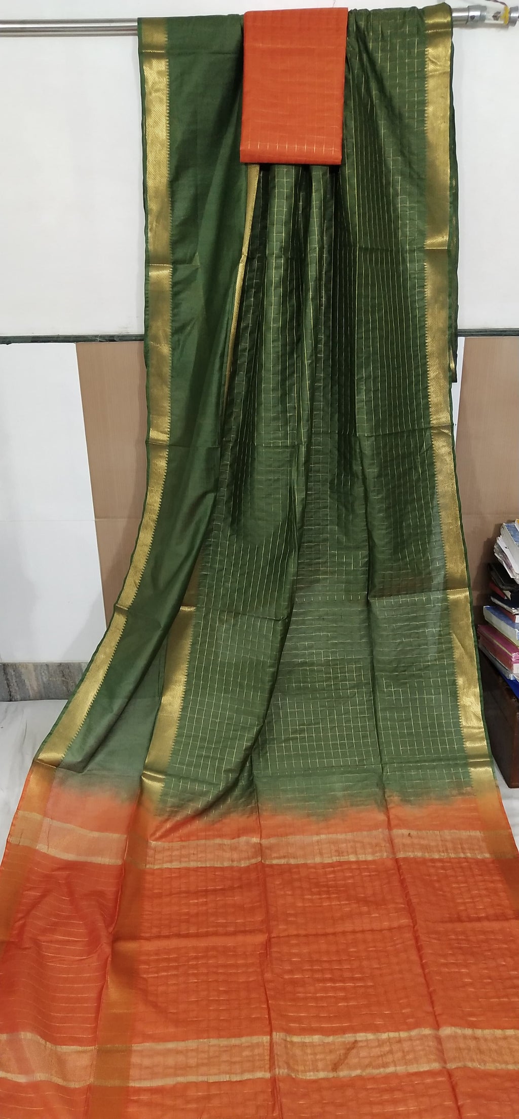 Pure Cotton Silk Mangalagiri  Saree With  Blouse .
