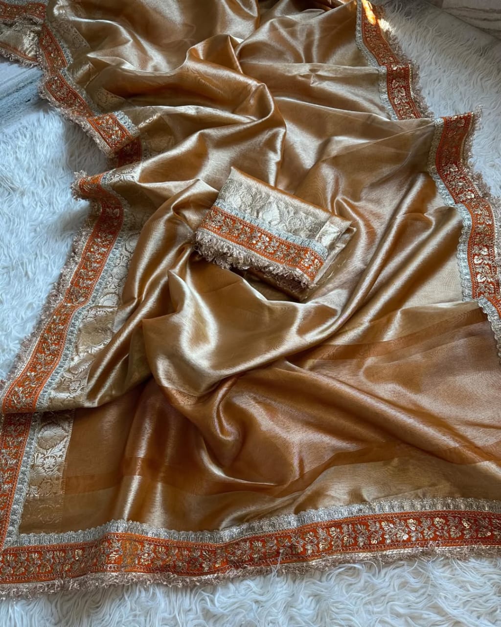Banarasi Tissue Silk Saree With lace work border
