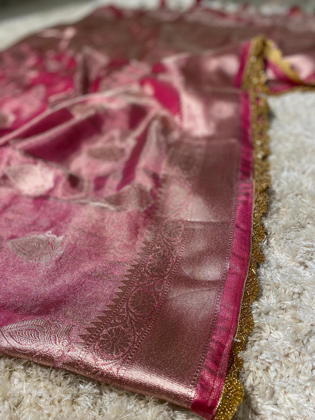 Banarasi tissue soft silk saree  with lace work